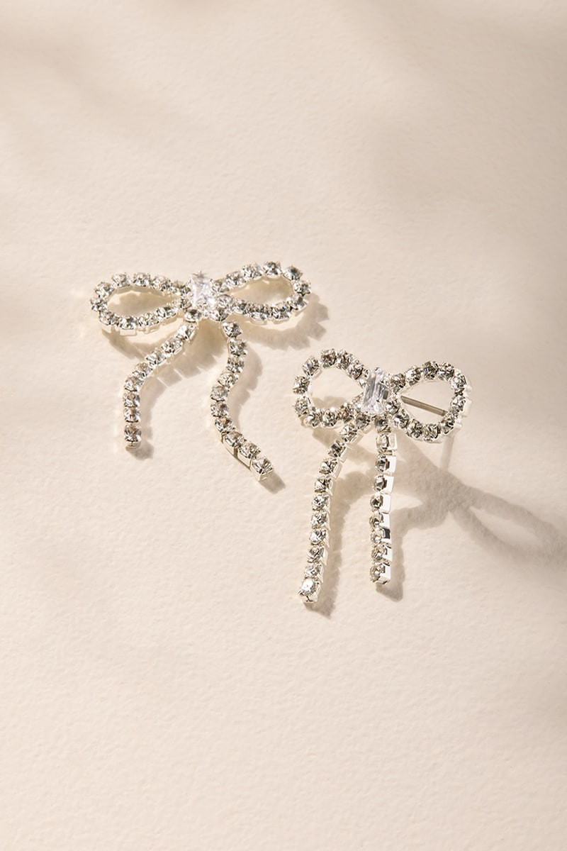 Kelly CZ Bow Cupchain Stud Earrings