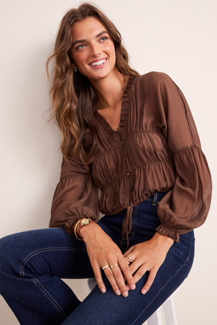 Lana Ruched Sheer Blouse