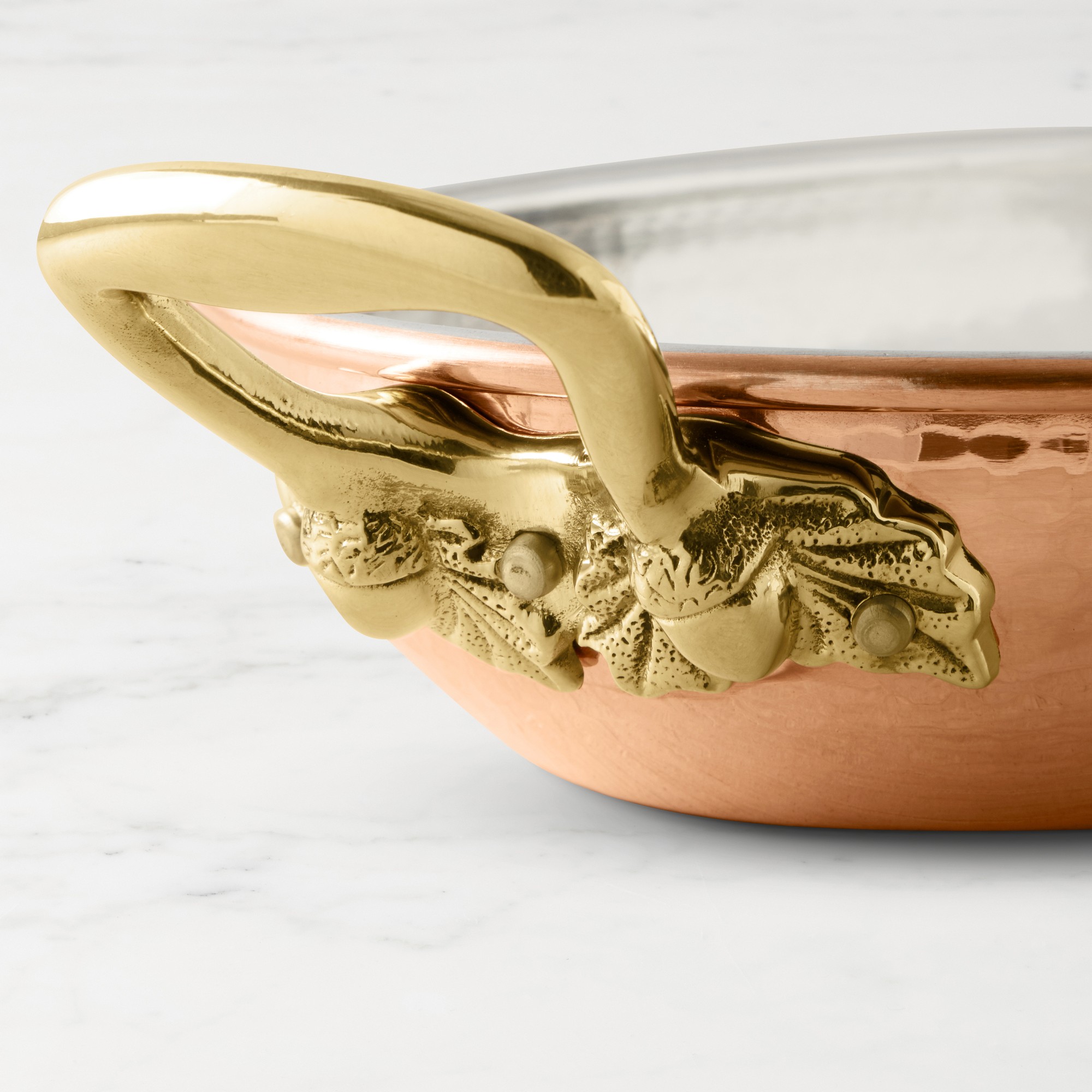 Ruffoni Historia Hammered Copper Oval Gratin with Acorn Handles