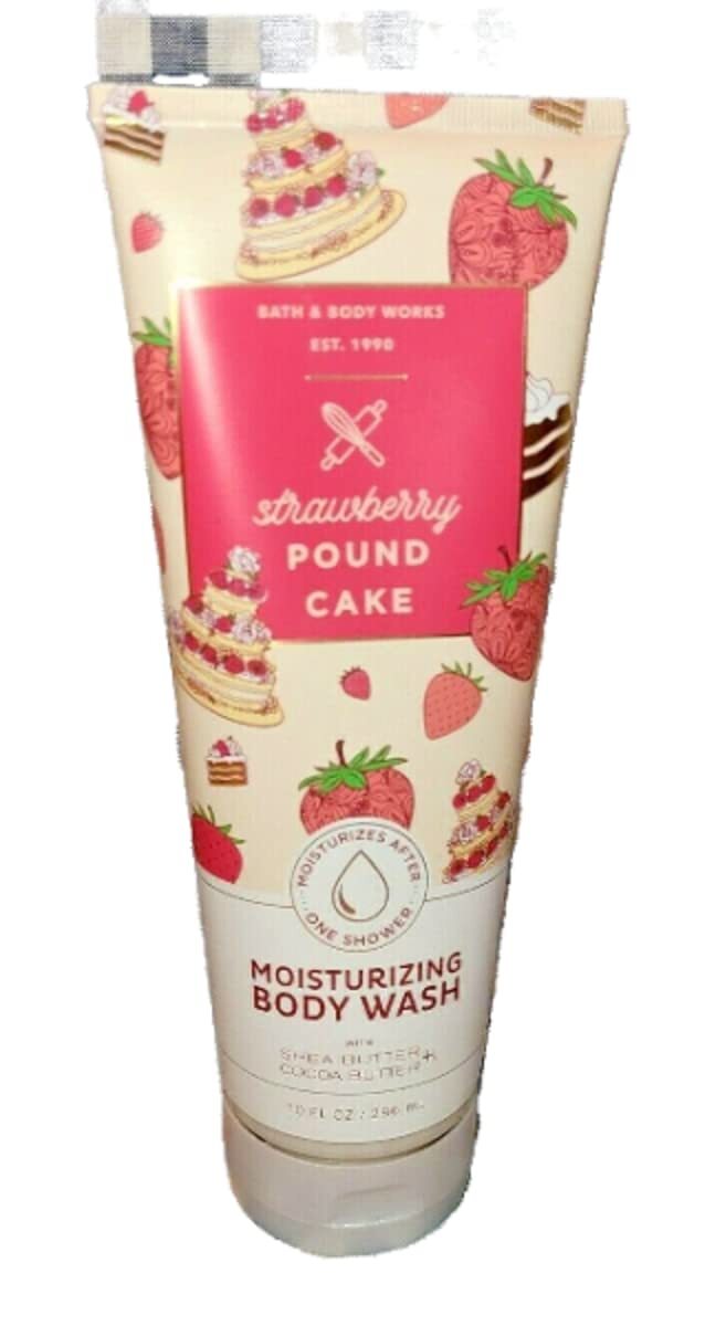 Bath & Body Works Shea Butter and Cocoa Butter Moisturizing Body Wash 10 oz (Strawberry Pound Cake)