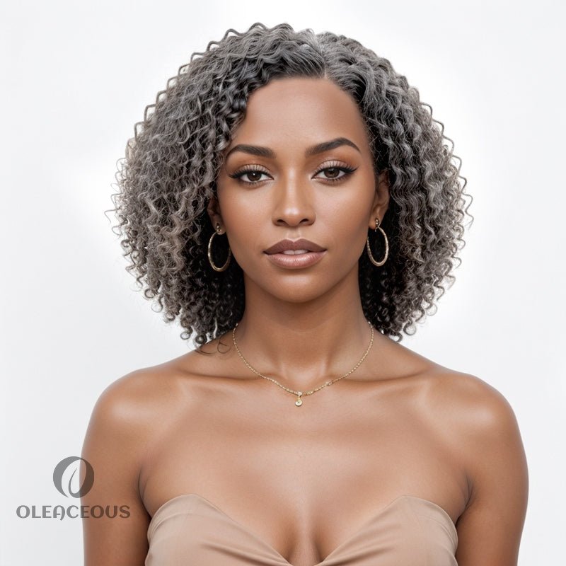 Salt & Pepper Grey Hair Deep Curly HD 13x4 Lace Front Wig