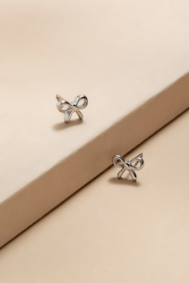 Serena Stainless Steel Bow Stud Earrings