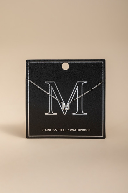 M Stainless Steel Initial Pendant Necklace