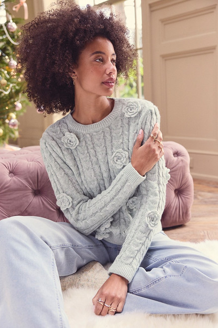 Tina Bubble Flower Pullover Sweater