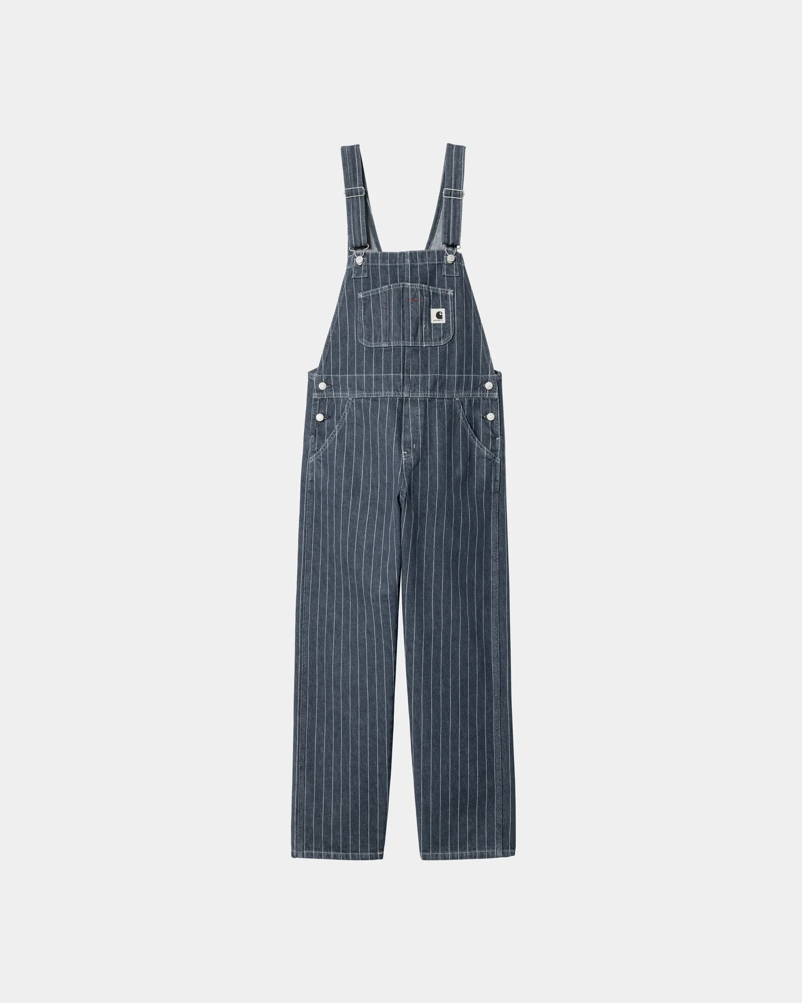 Final inventoryWomen’s Orlean Stripe Bib Overall Straight | Blue / White (stone washed)