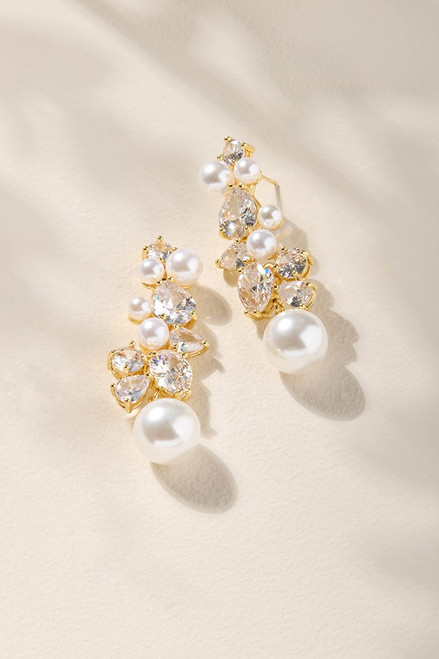 Betty Pearl Crystal Linear Drop Earrings
