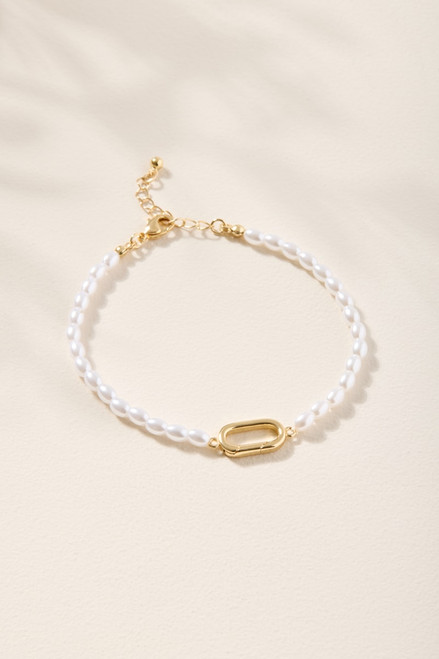 Pearl Cluster Charm Bracelet Base Gold