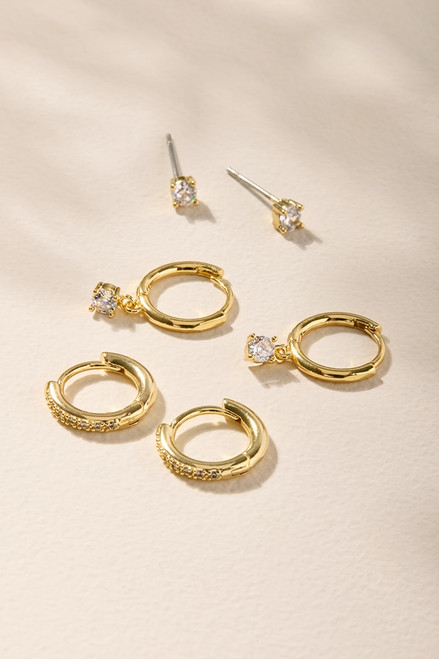 Alexa Gold Crystal Mixed Style Earring Set
