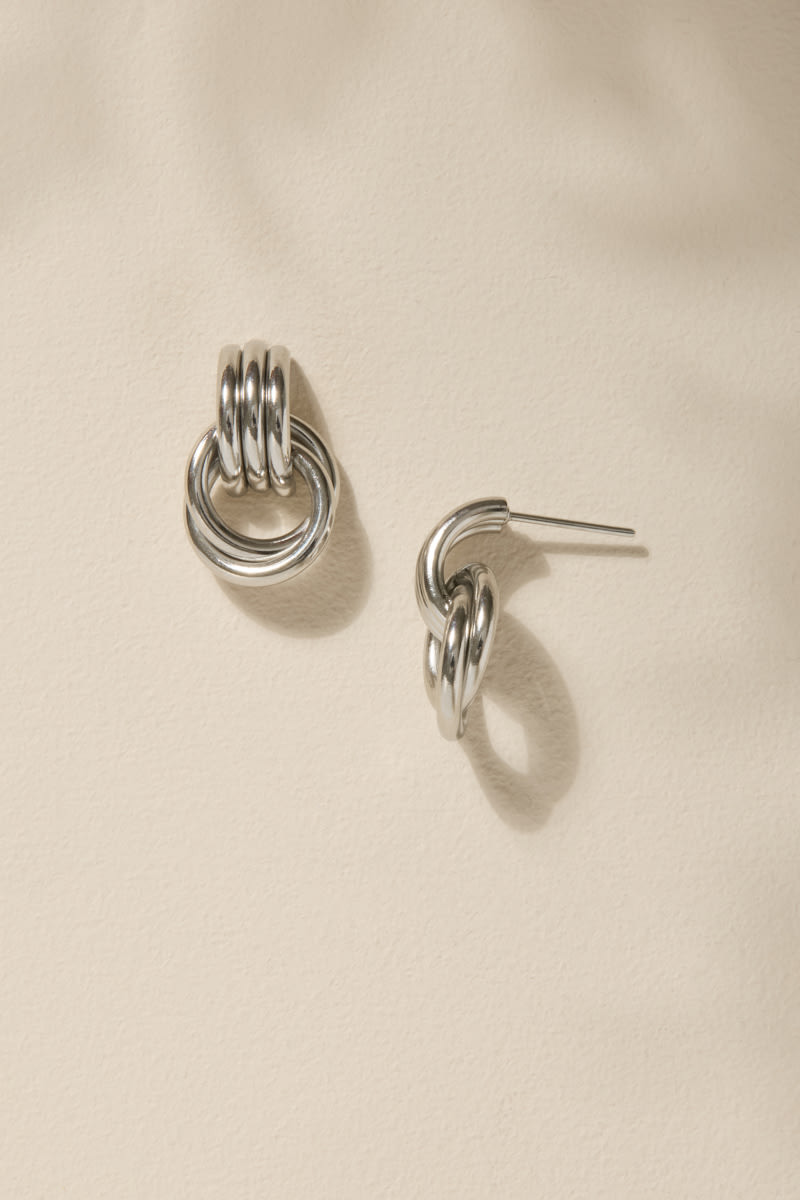 Alisa Stainless Steel Doorknocker Silver Earrings