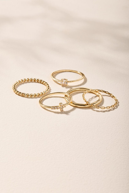 Tara Stainless Steel Gold Ring Set