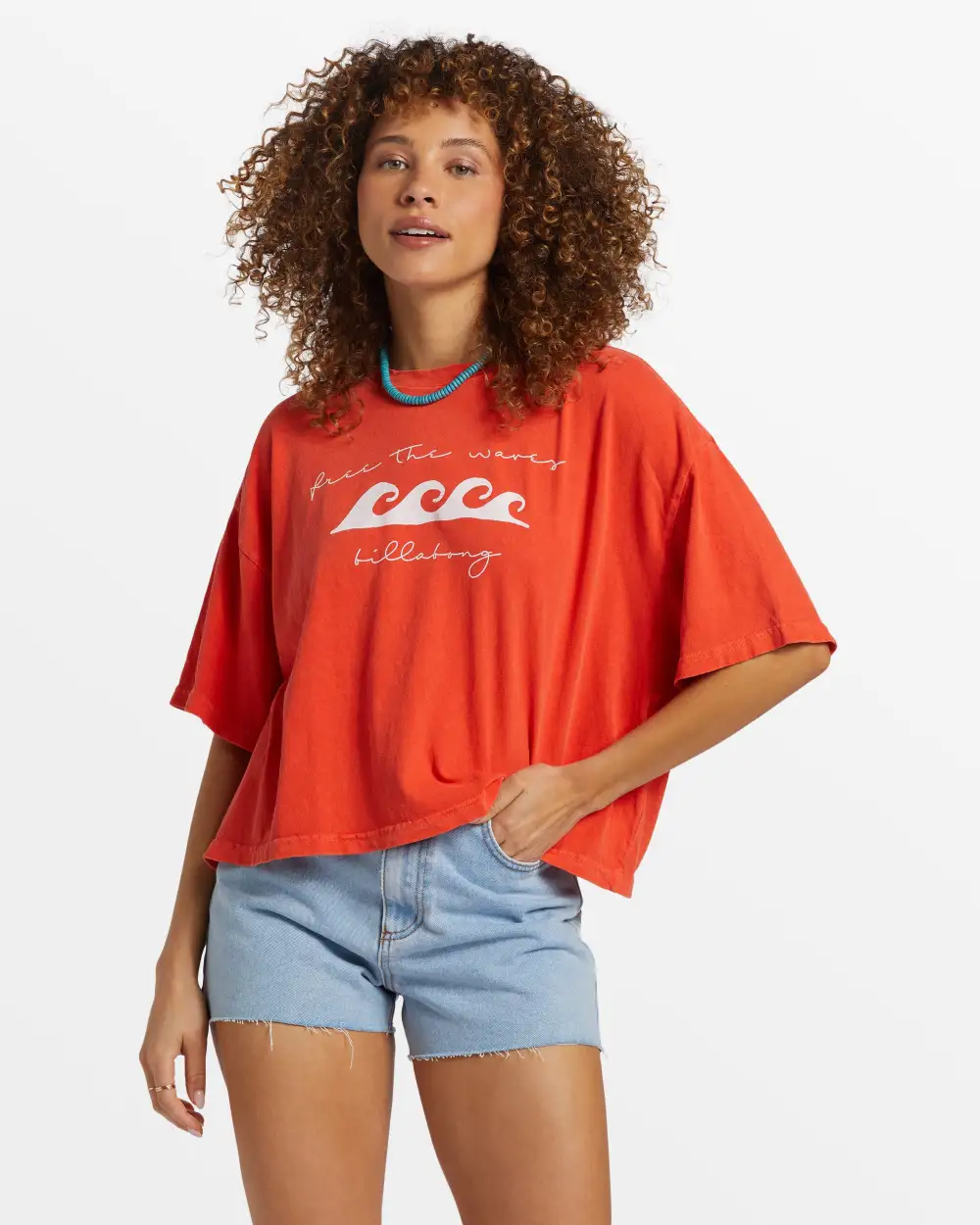 Final inventoryHot Fun Cropped Oversized T-Shirt - Sunset Red