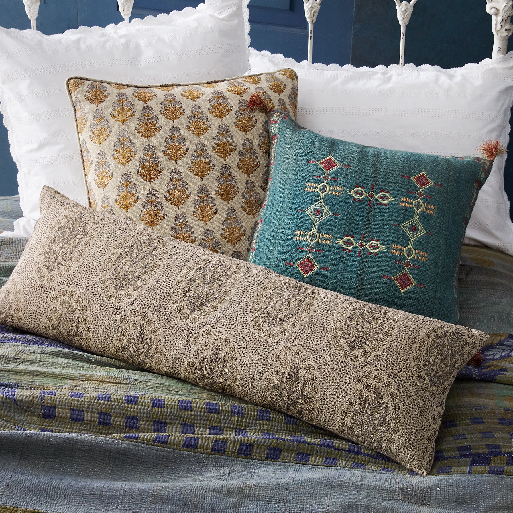 Marigold Winfleur Block Print Pillow