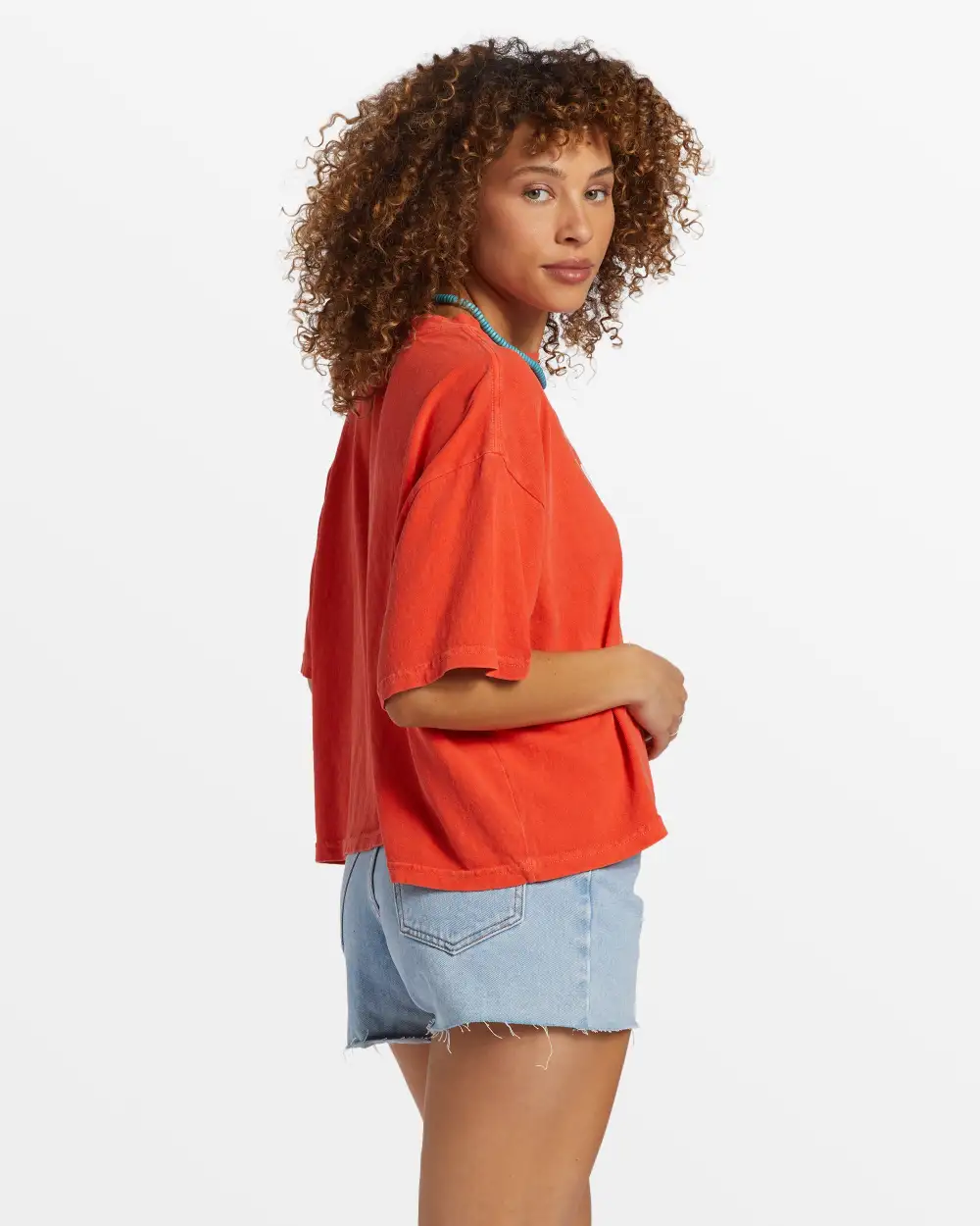 Final inventoryHot Fun Cropped Oversized T-Shirt - Sunset Red