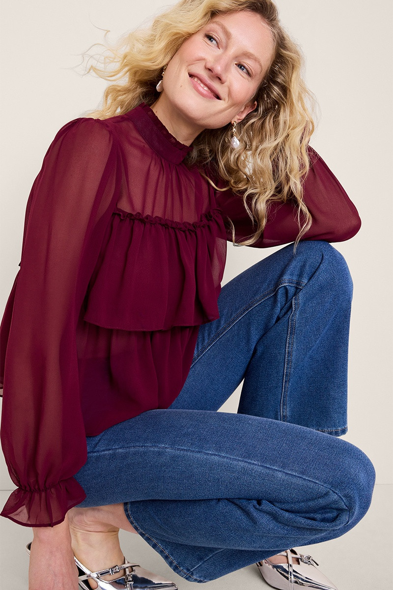 Isabella Sheer Ruffle Blouse