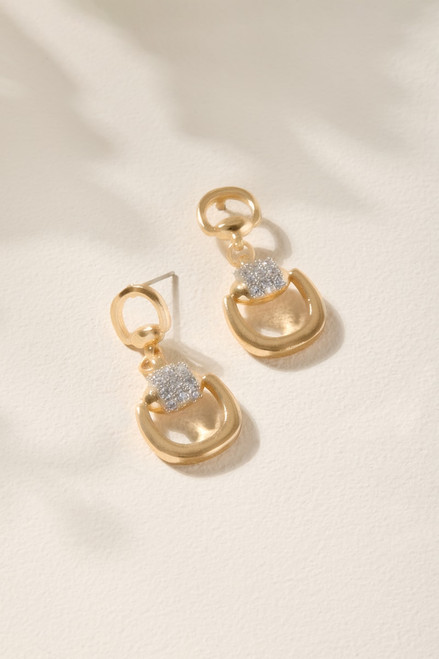 Gena Pave Horsebit Drop Earrings
