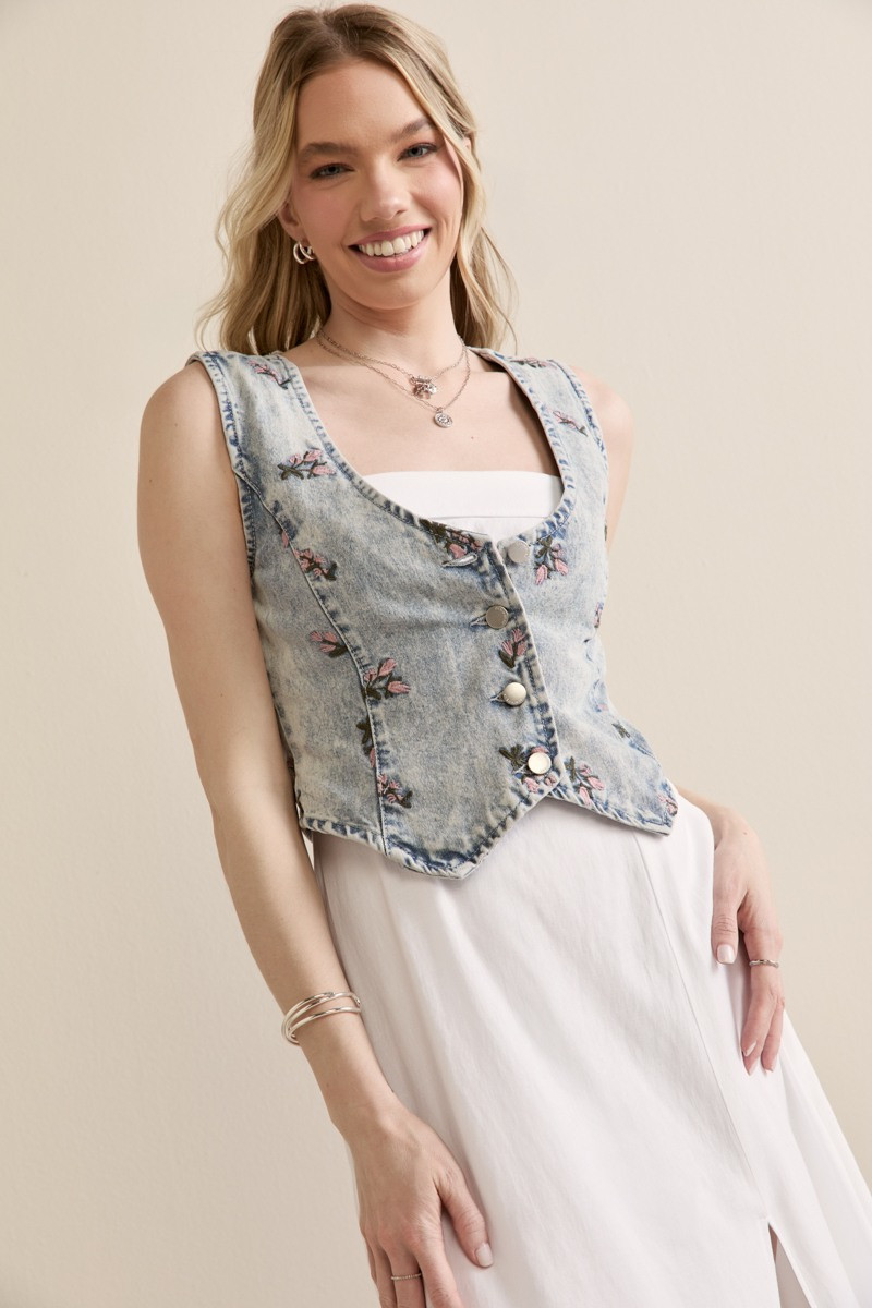 Nina Floral Embroidered Vest