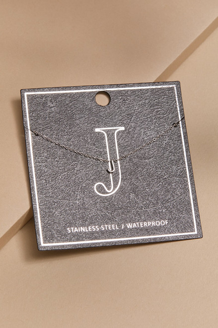J Stainless Steel Mini Initial Necklace