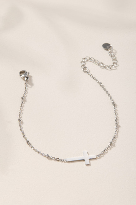 Lacy Stainless Steel Cross Bracelet