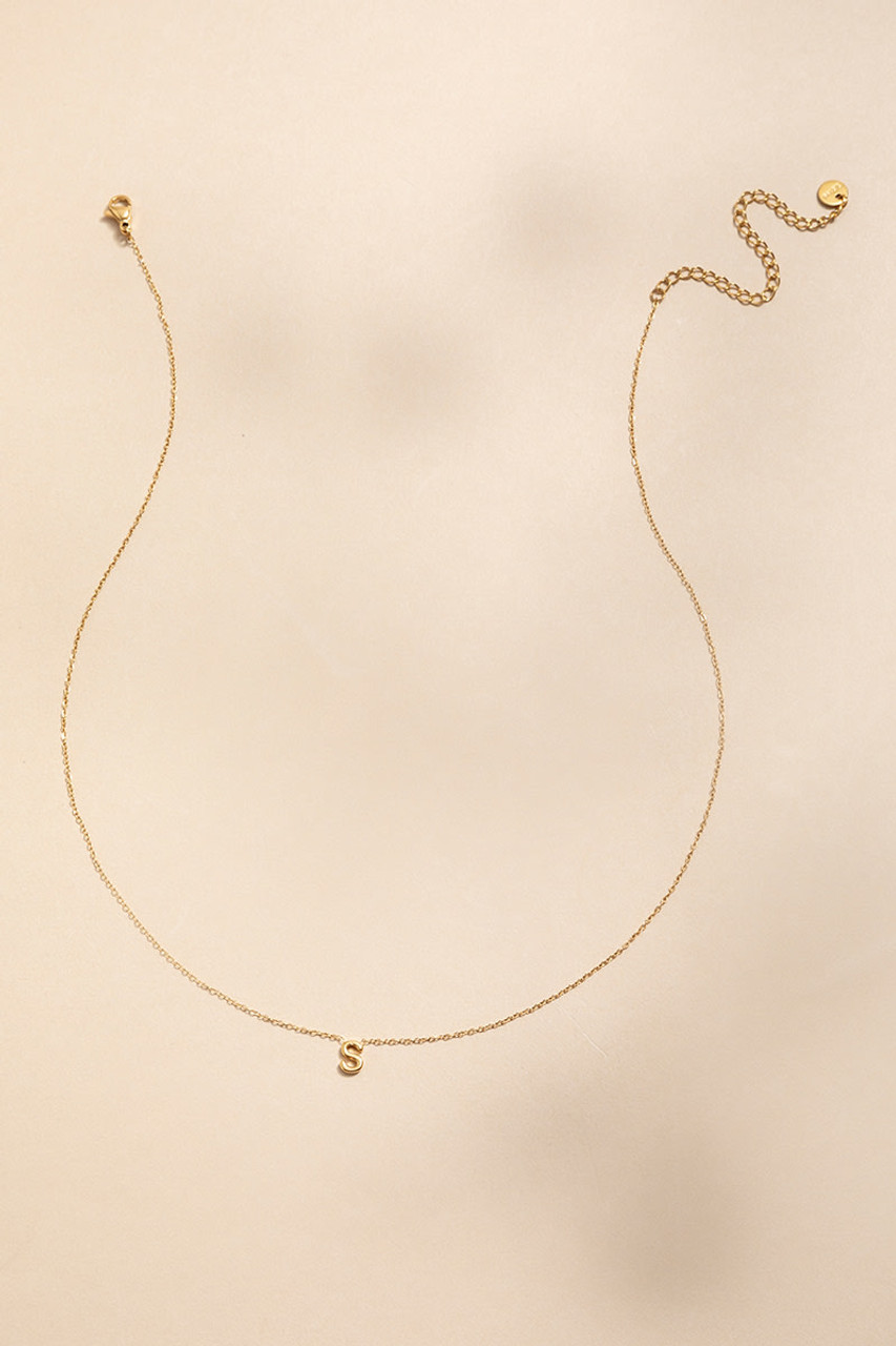S Mini Initial Stainless Steel Pendant Necklace