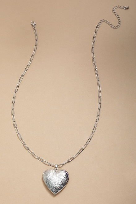 Nina Silver Heart Locket Necklace