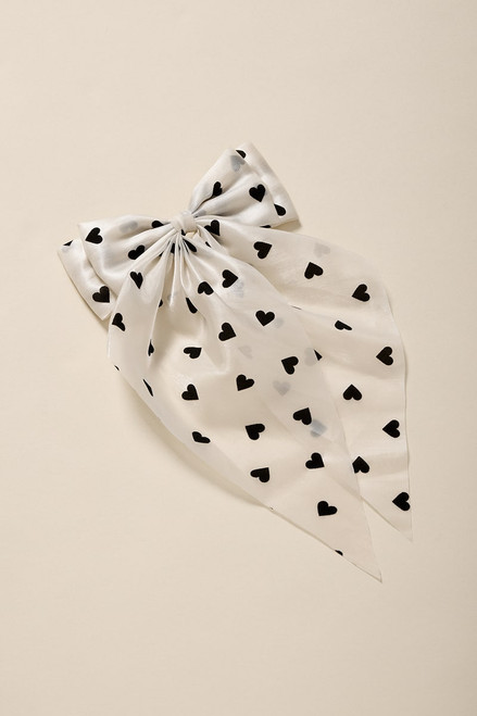 Jessica Heart Print Bow Hair Barrette