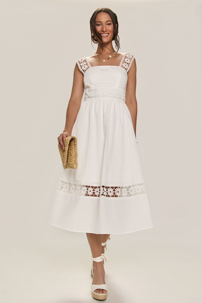 Kathy Lace Trim Midi Dress