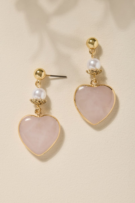 Mable Pearl and Heart Drop Earrings