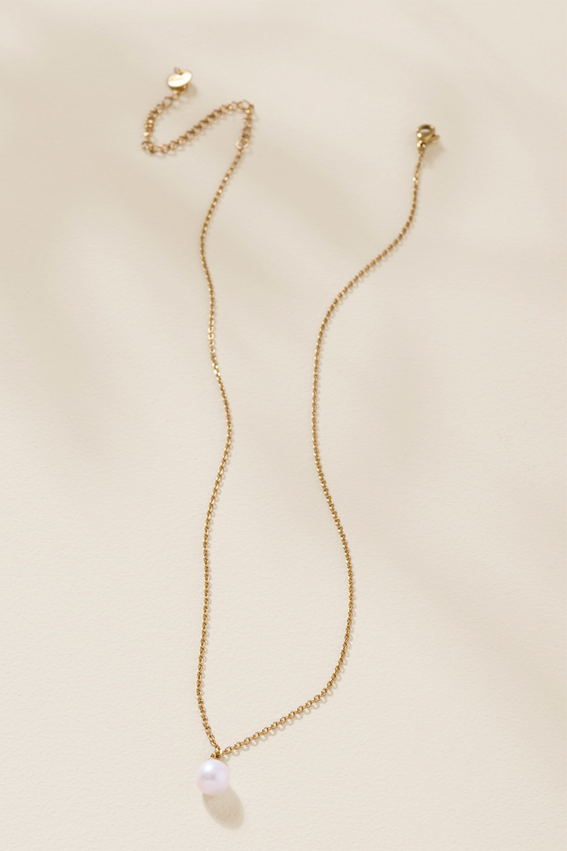 Lora Stainless Steel Pearl Pendant Necklace