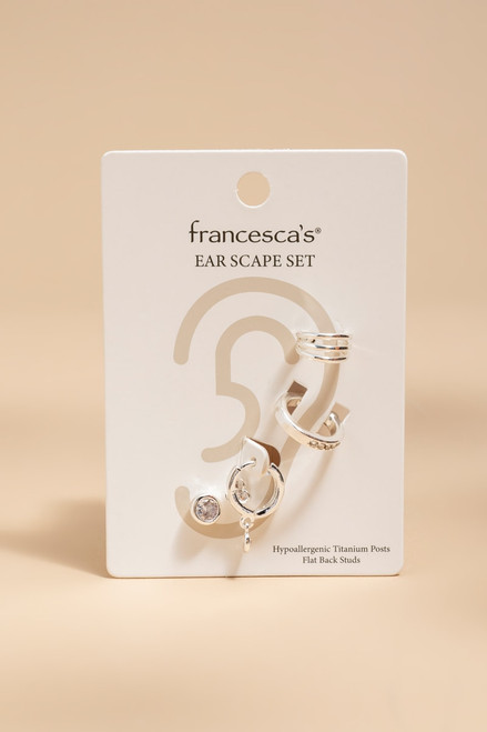 Shirley Crystal Silver Ear Scape Set