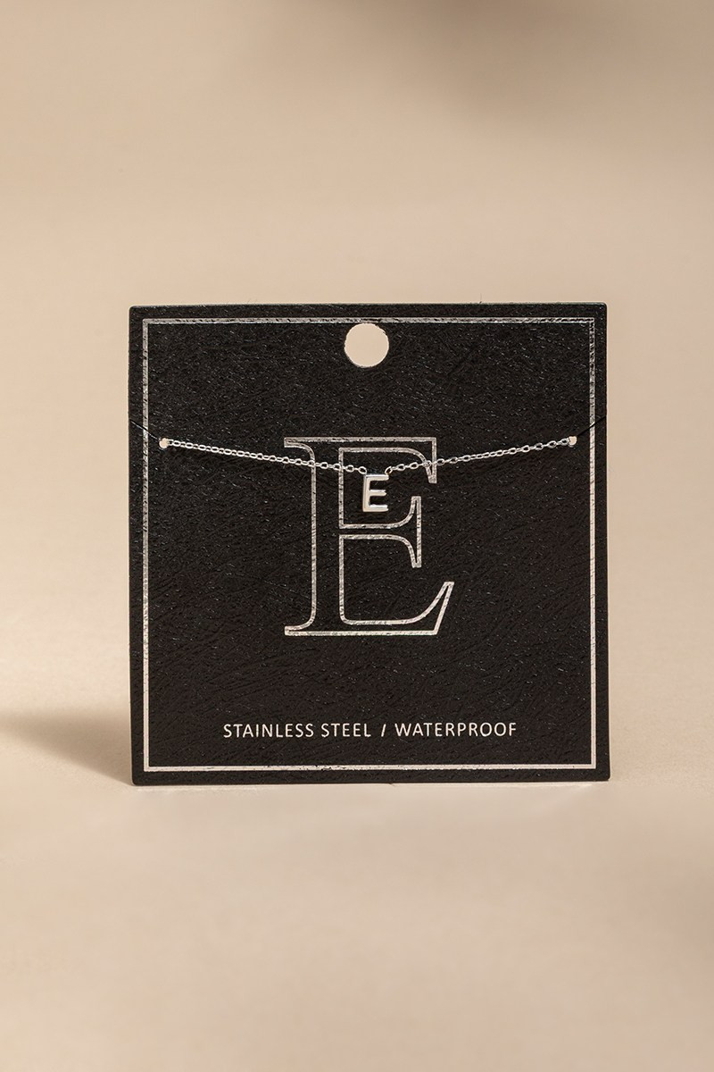 E Initial Stainless Steel Pendant Necklace Silver