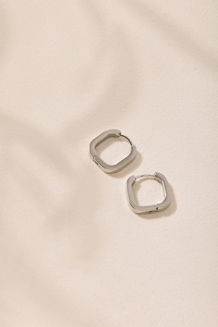 Sasha Stainless Steel Rounded Square Silver Earrings