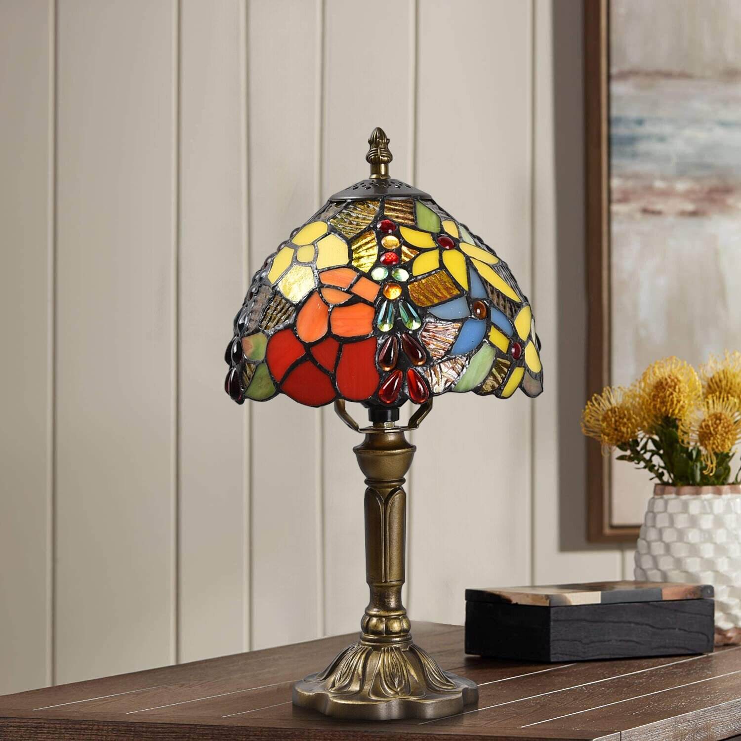 Tiffany Lamp For Living Room ,Table Top Stained Glass Bedside Table Lamp For Bedroom