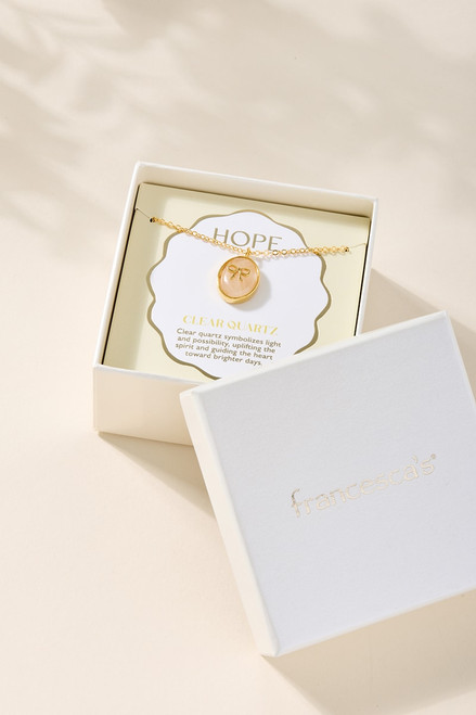 Hope Clear Quartz Bow Pendant Necklace