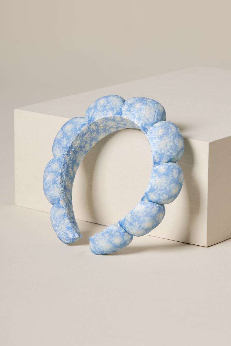 Blue Floral Puffy Spa Headband