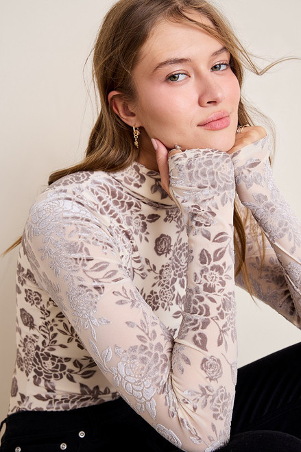 Taylor Floral Burnout Velvet Bodysuit