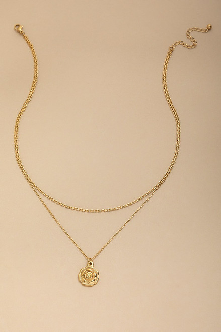 Eliza Stainless Steel Rose Pendant Necklace