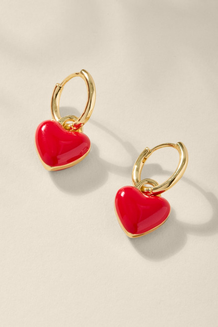 Puffy Heart Huggie Hoop Earrings