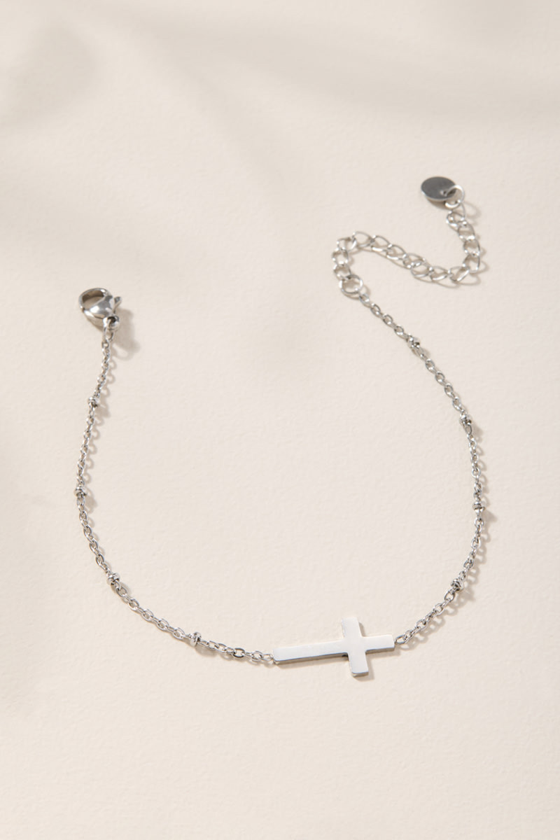 Lacy Stainless Steel Cross Bracelet