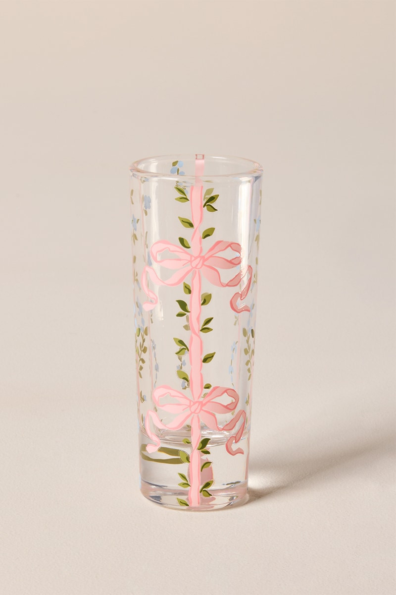 Pink Bow Laurel Tall Shot Glass