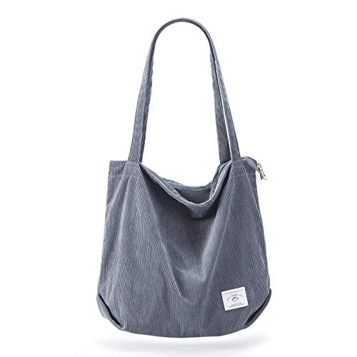 Only-bags.store cord Tasche Umhängetasche mit Reißverschluss, Groß Shopper Tasche Tote Bag Handtasche