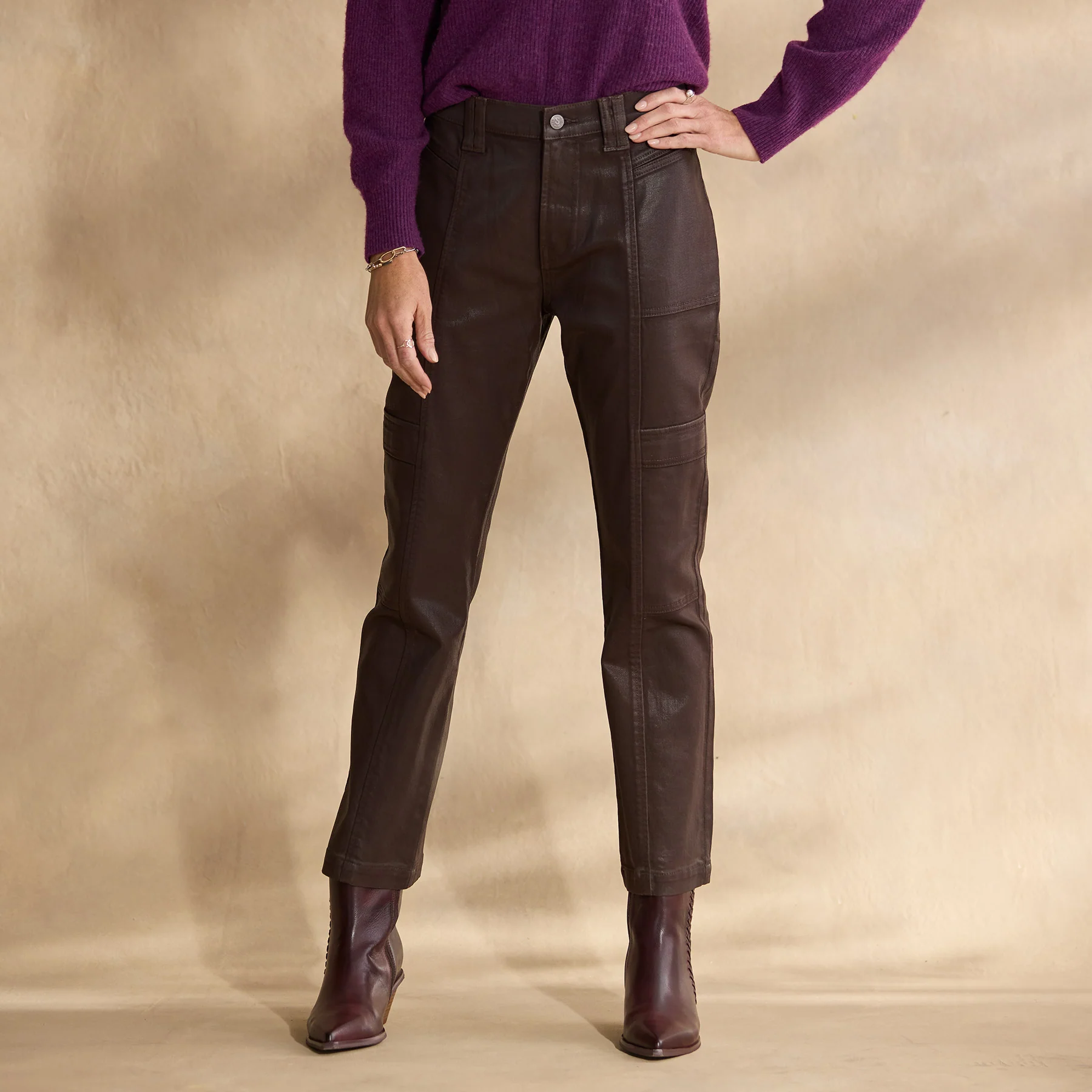 Coated Bronte Cargo Pants, Petite