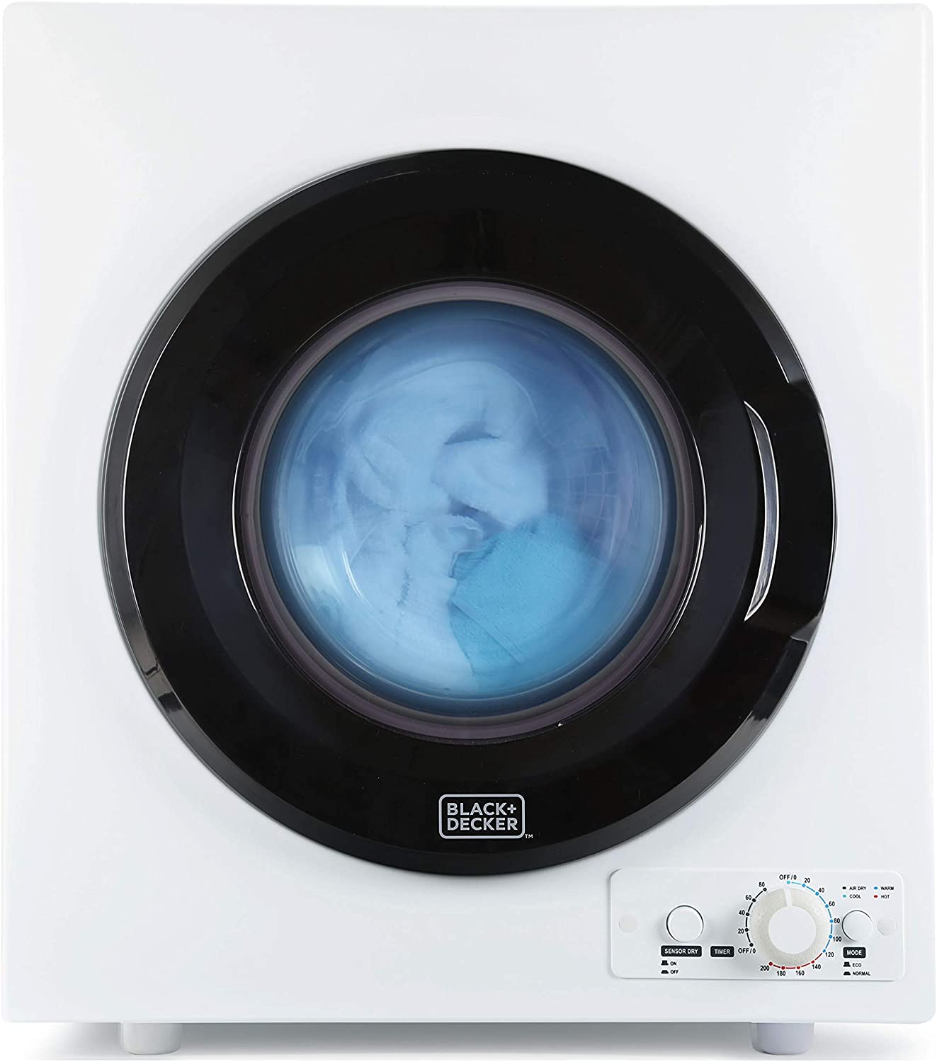 BLACK+DECKER BCED37 Compact Dryer for Standard Wall Outlet, Small, 4 Modes, Load Volume 13.2 lbs., White