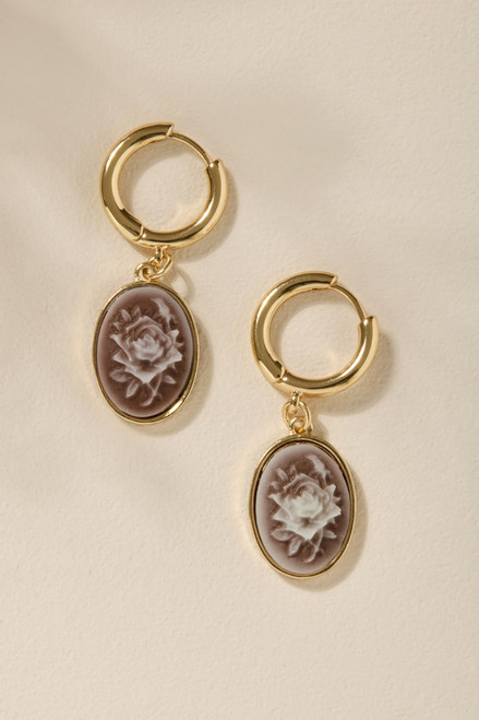 Natasha Rose Cameo Huggie Hoop Earrings
