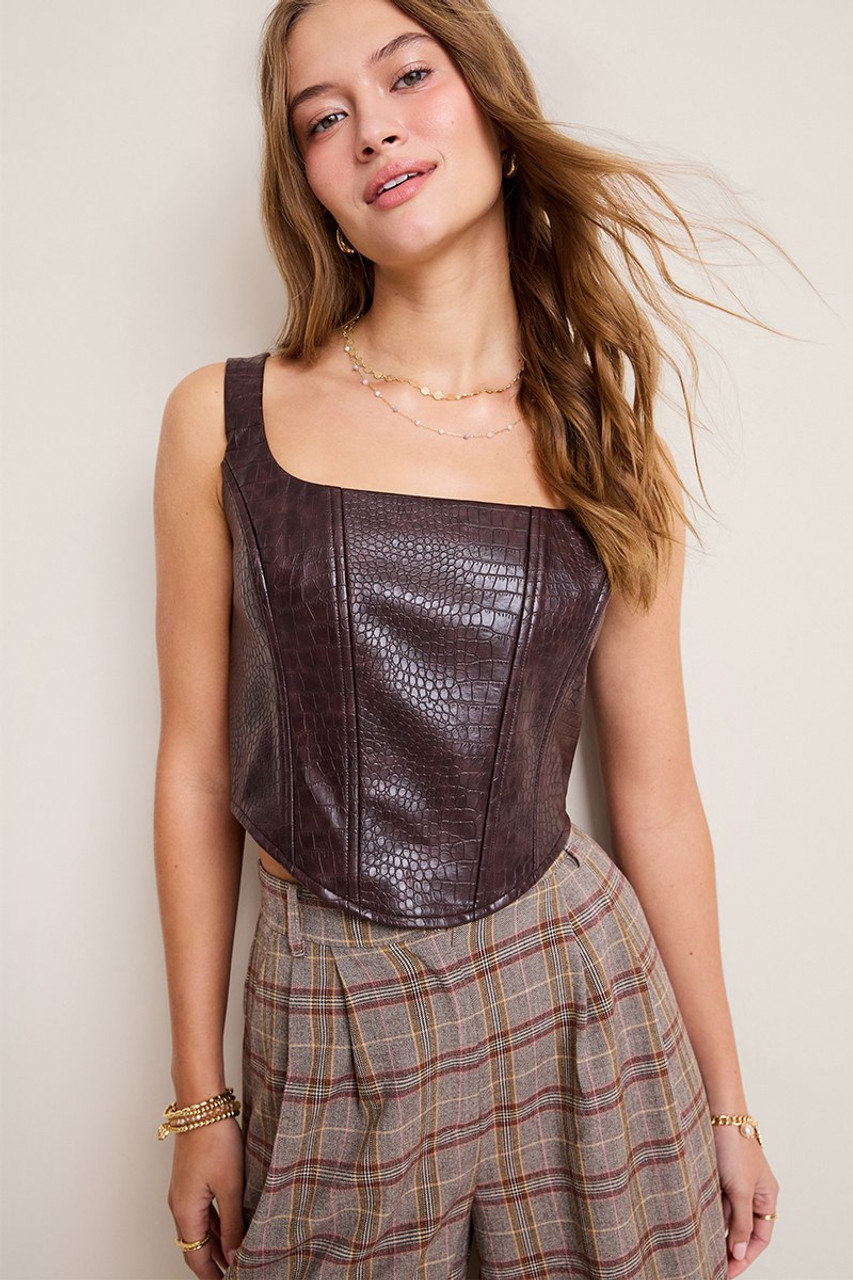 Emma Faux Leather Corset Top