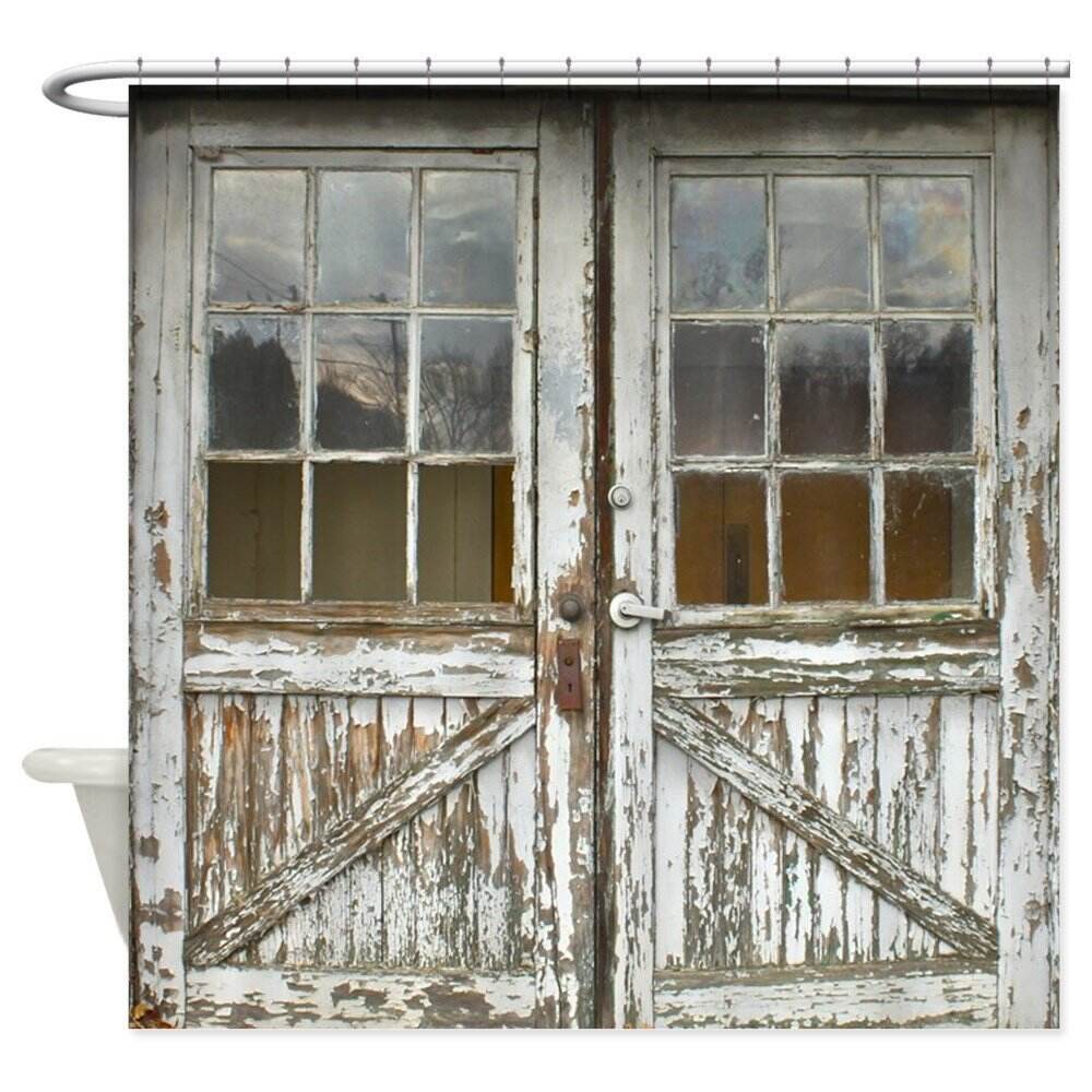 Old Vintage Wood Doors Shower Curtain Mat Decorative Waterproof Polyester Fabric Bathroom Curtain Set Home Bath Decor Multi-size