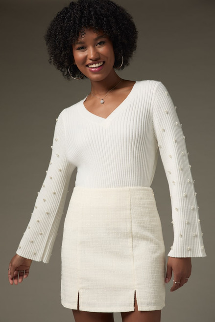 Angelica Double Slit Tweed Mini Skirt