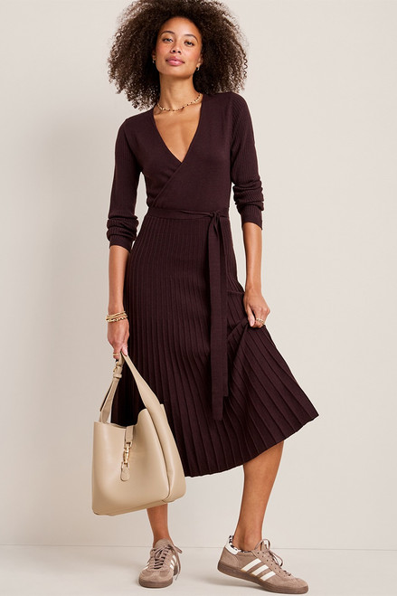 Donna Pleated Knit Midi Dress