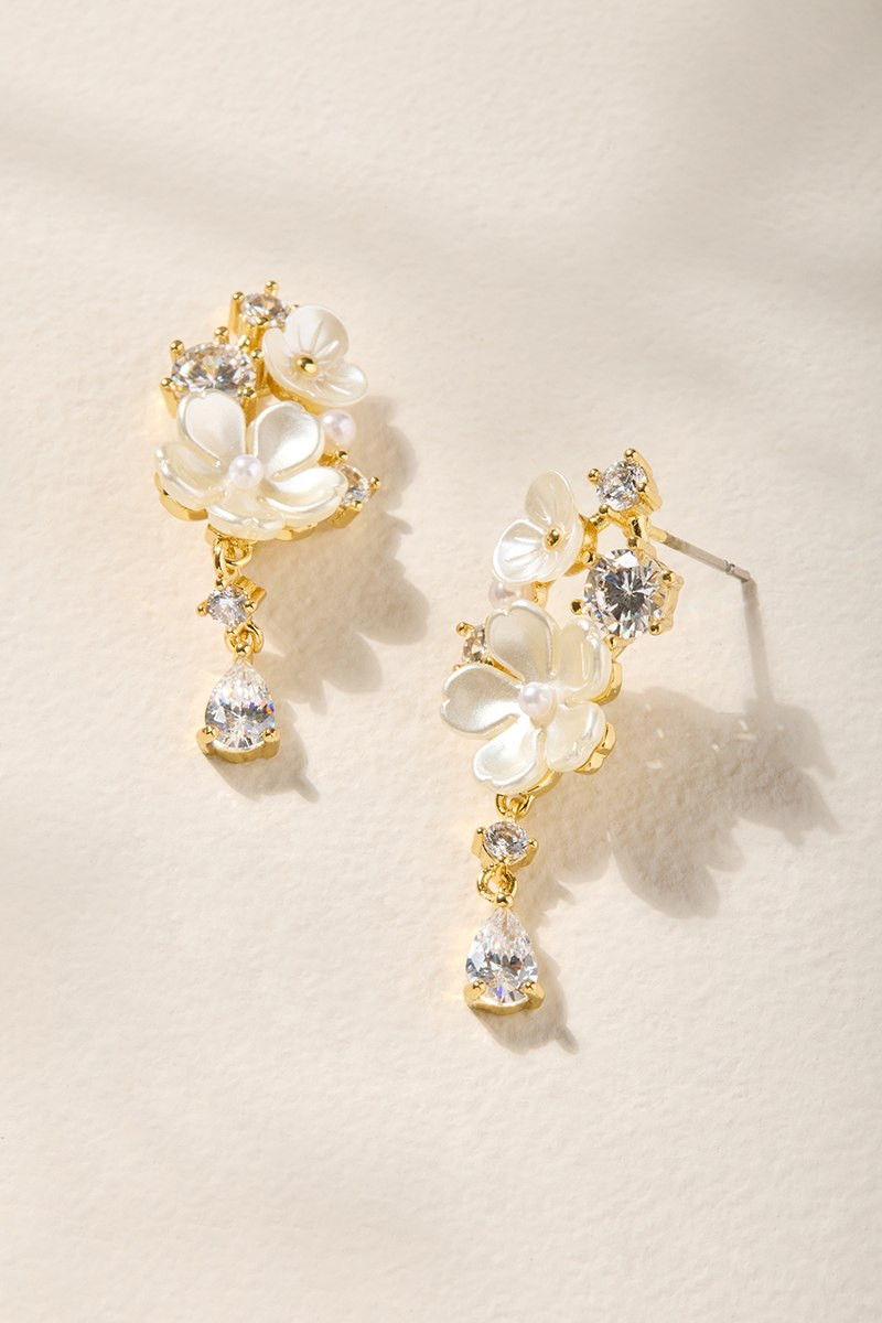 Luisa Linear Flower Drop Earrings