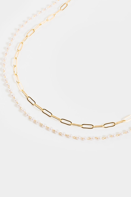 Loni Paper Clip Pearl Necklace