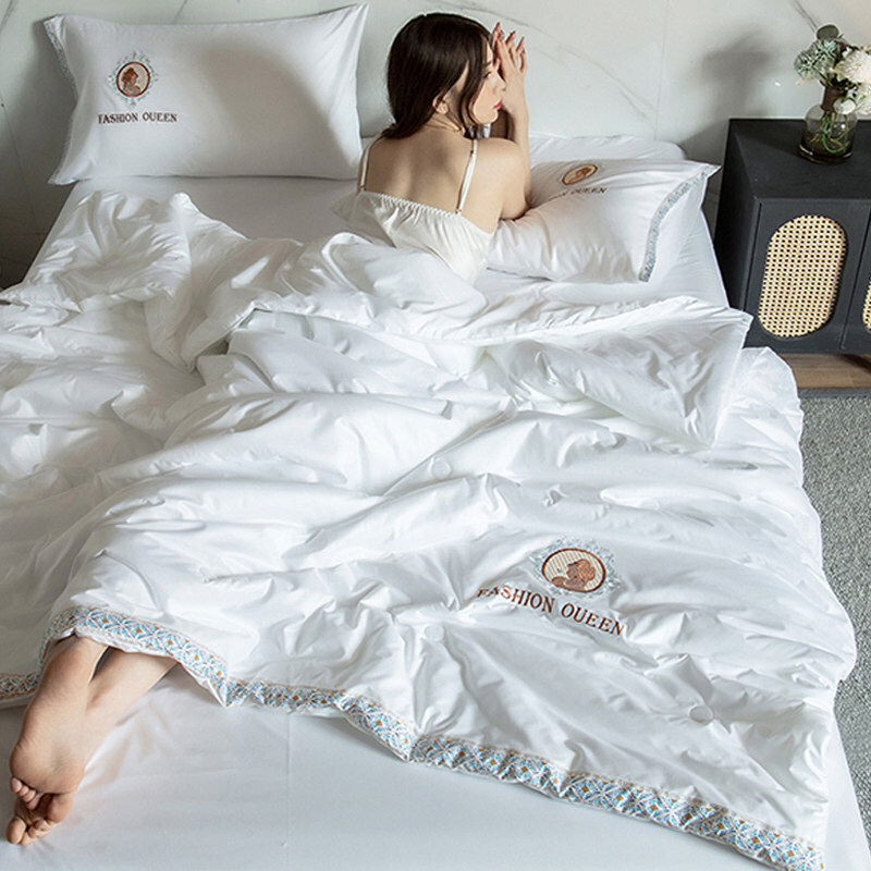 Summer Tencel Ice Silk Cooling Blanket With A Pair Of Pillow Cases